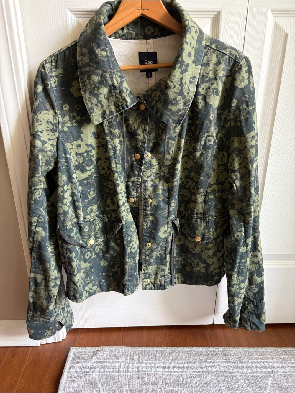 GAP Womens Olive Green Floral Utility Jacket